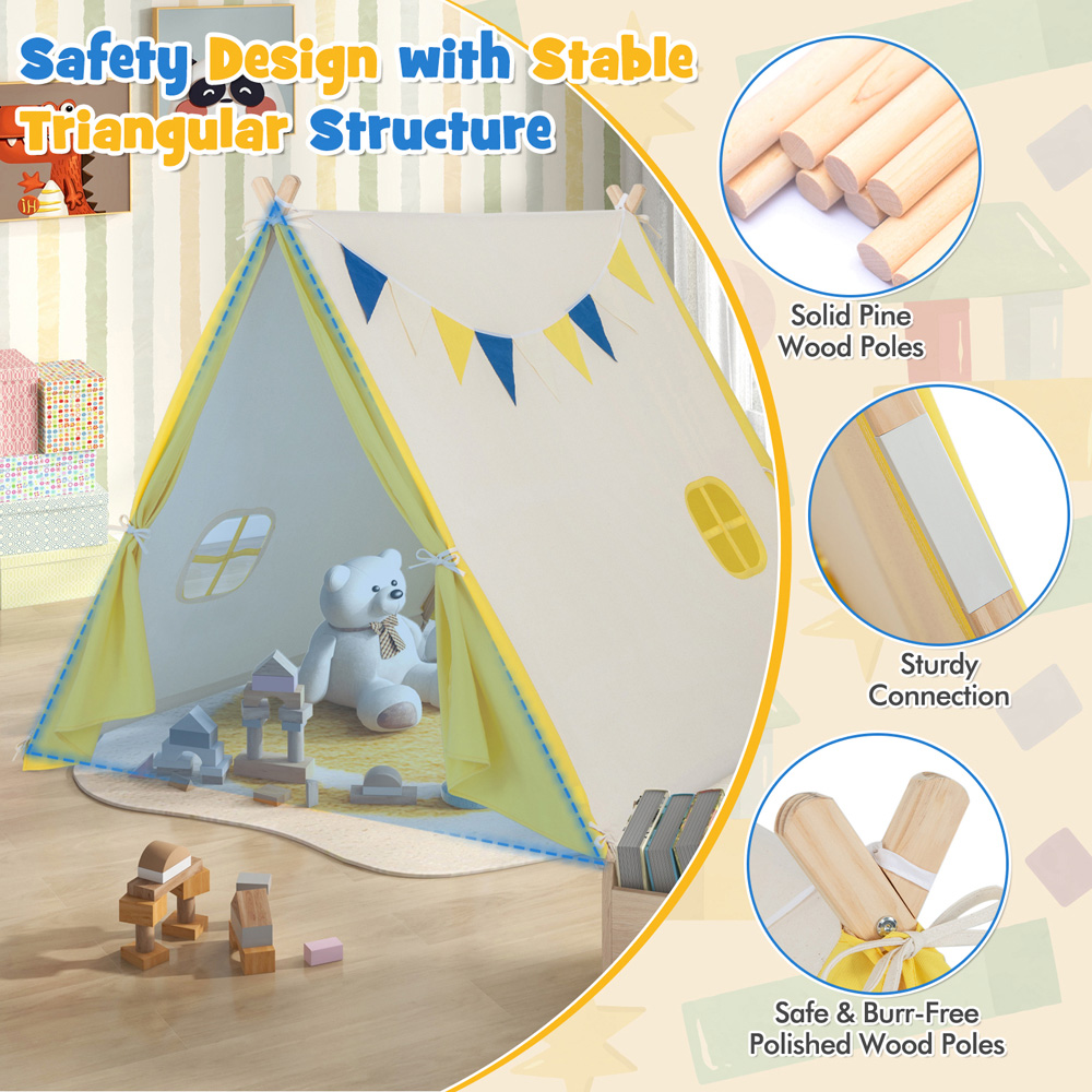 Costway Yellow Kids Playhouse Tent Image 2