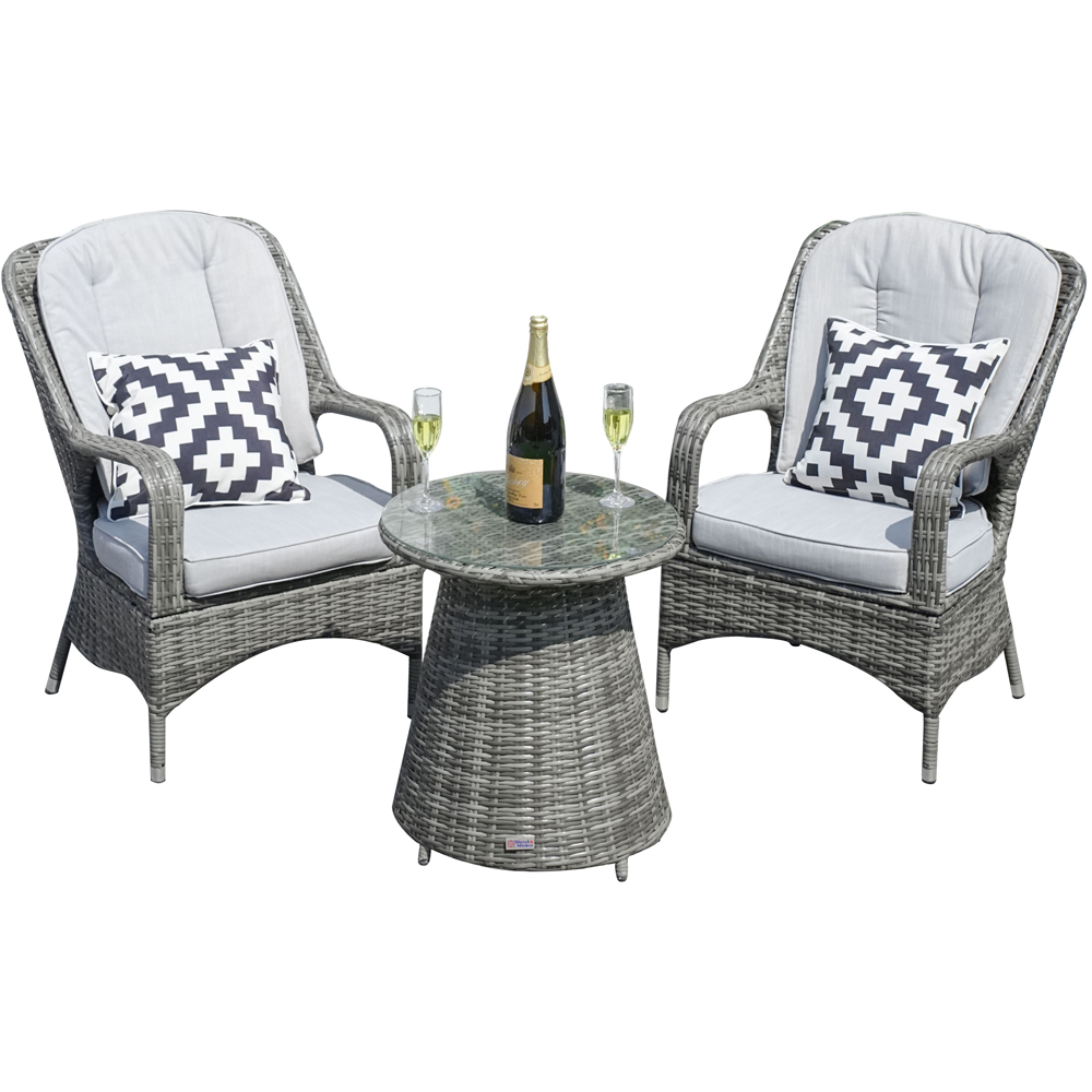 Direct Wicker 2 Seater Grey Rattan Aluminium Garden Bistro Set Image 2
