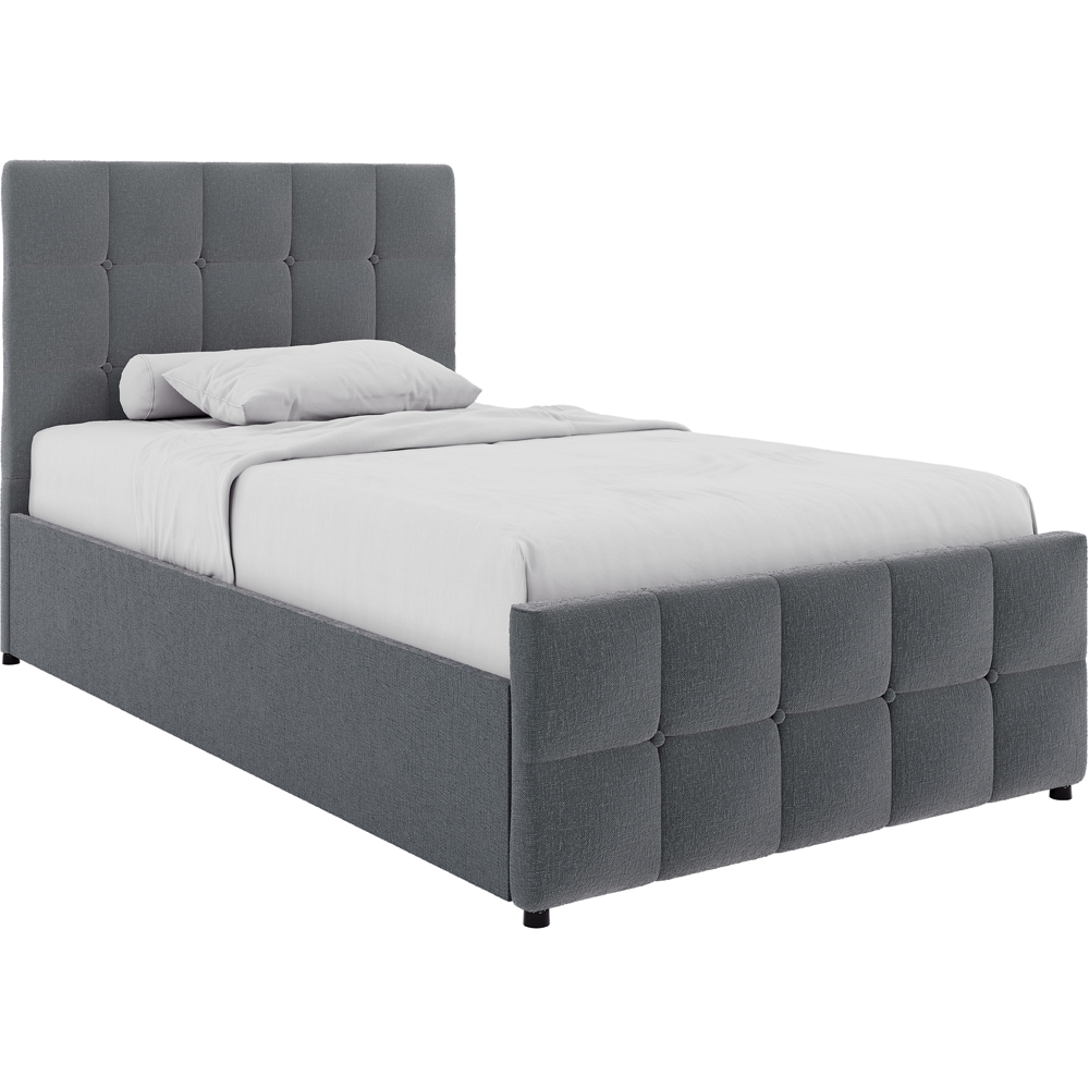 VIDA DESIGNS Valentina Single Light Grey Linen Ottoman Bed with Padded Headboard Image 2