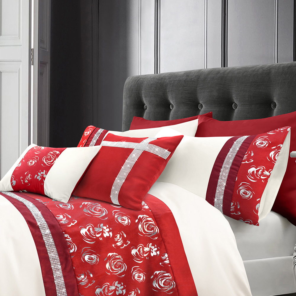 Intimates Geneva Single Red Floral Duvet Cover Set Image 3