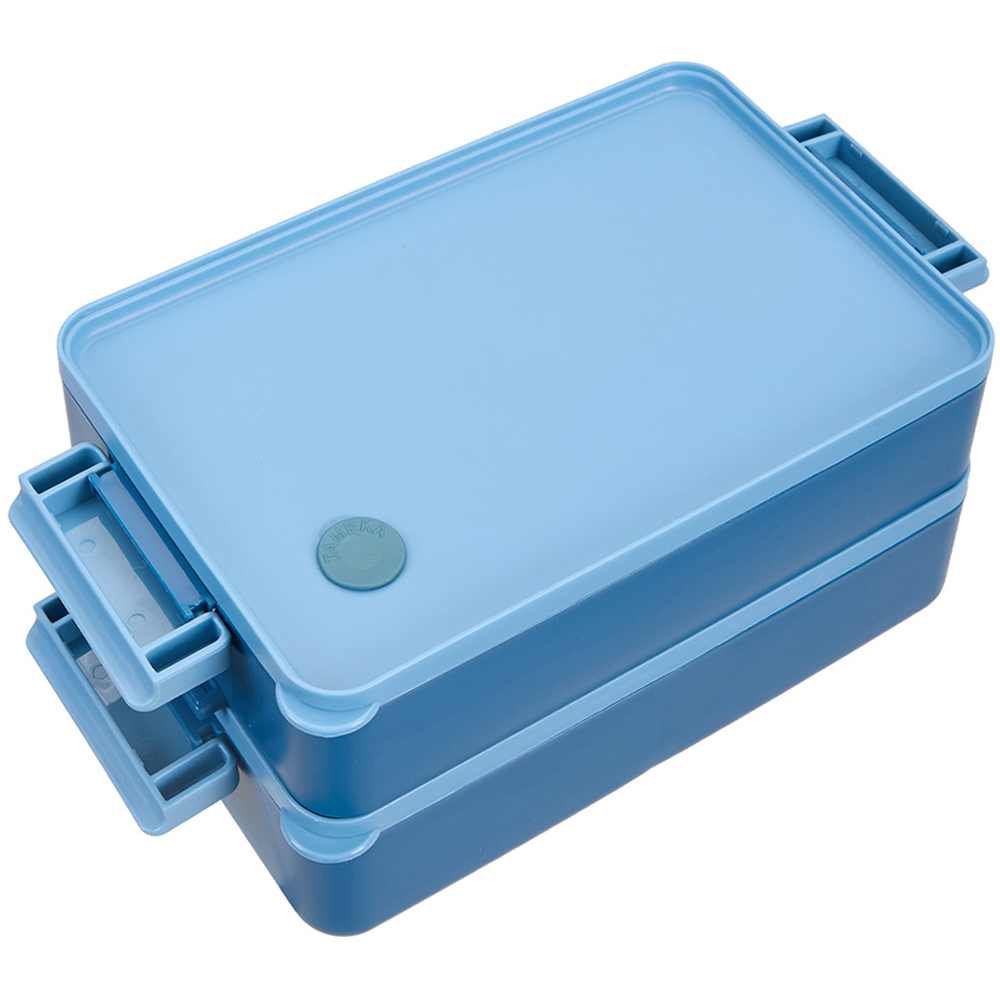 Living and Home 2L 2-Tier Blue Lunch Box with Cutlery and Sauce Container Image 6