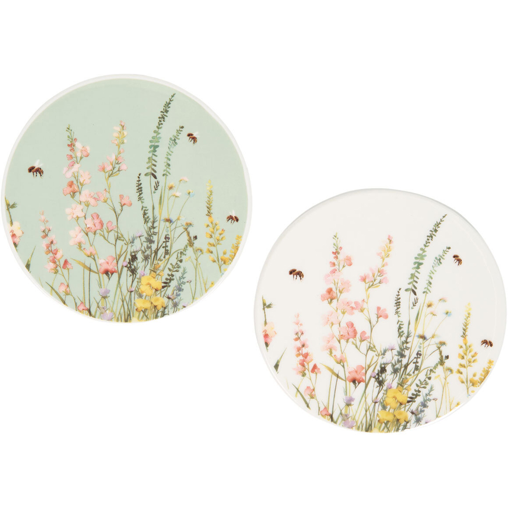 Floral Bees Ceramic Coaster Image 4