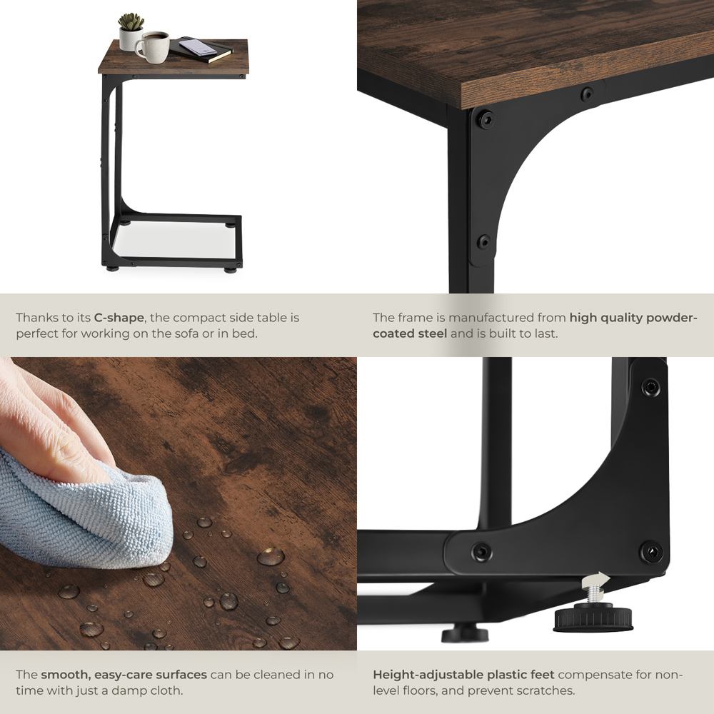 tectake Erie Dark Wood Bedside Table Image 4