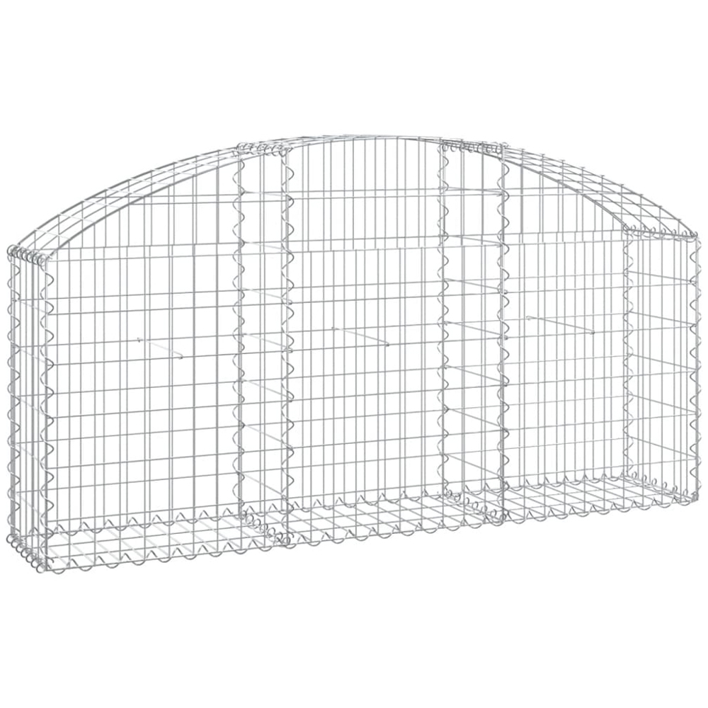 vidaXL Silver Galvanised Iron Arched Gabion Basket 150 x 30 x 60/80cm Image 1