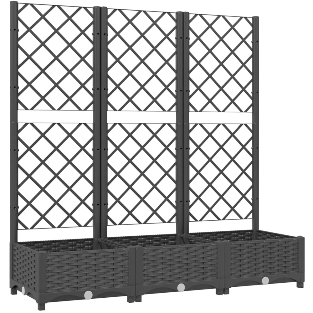 vidaXL Black Polypropylene Garden Planter with Trellis 120 x 40 x 121.5cm Image 1
