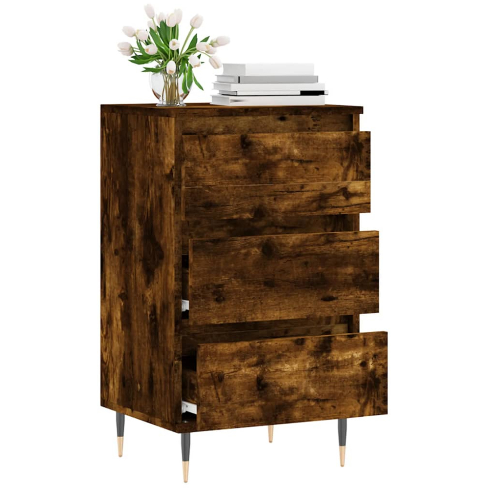 vidaXL 3 Drawer Smoked Oak Sideboard Image 4