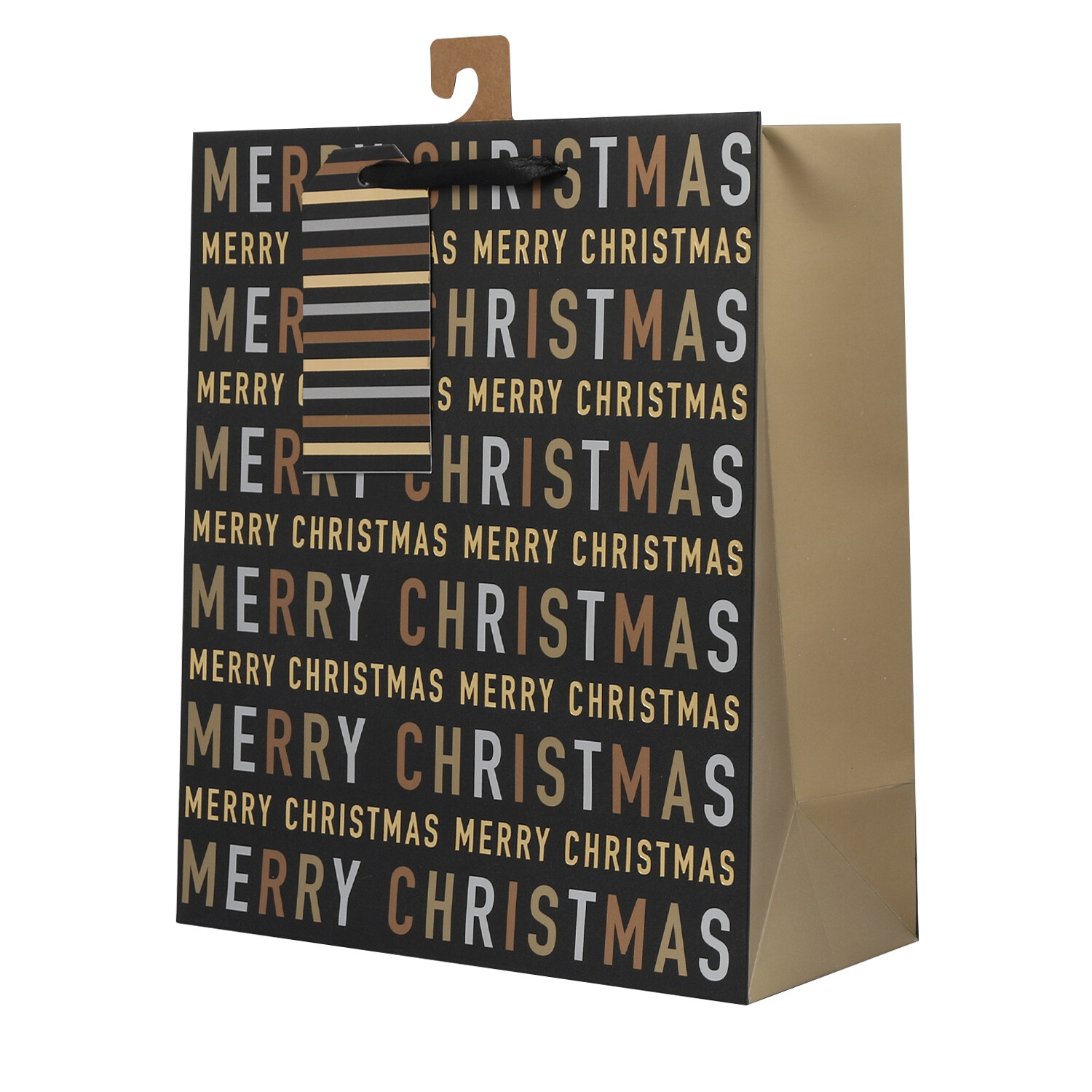 Merry Christmas Gift Bag - Gold Image 2