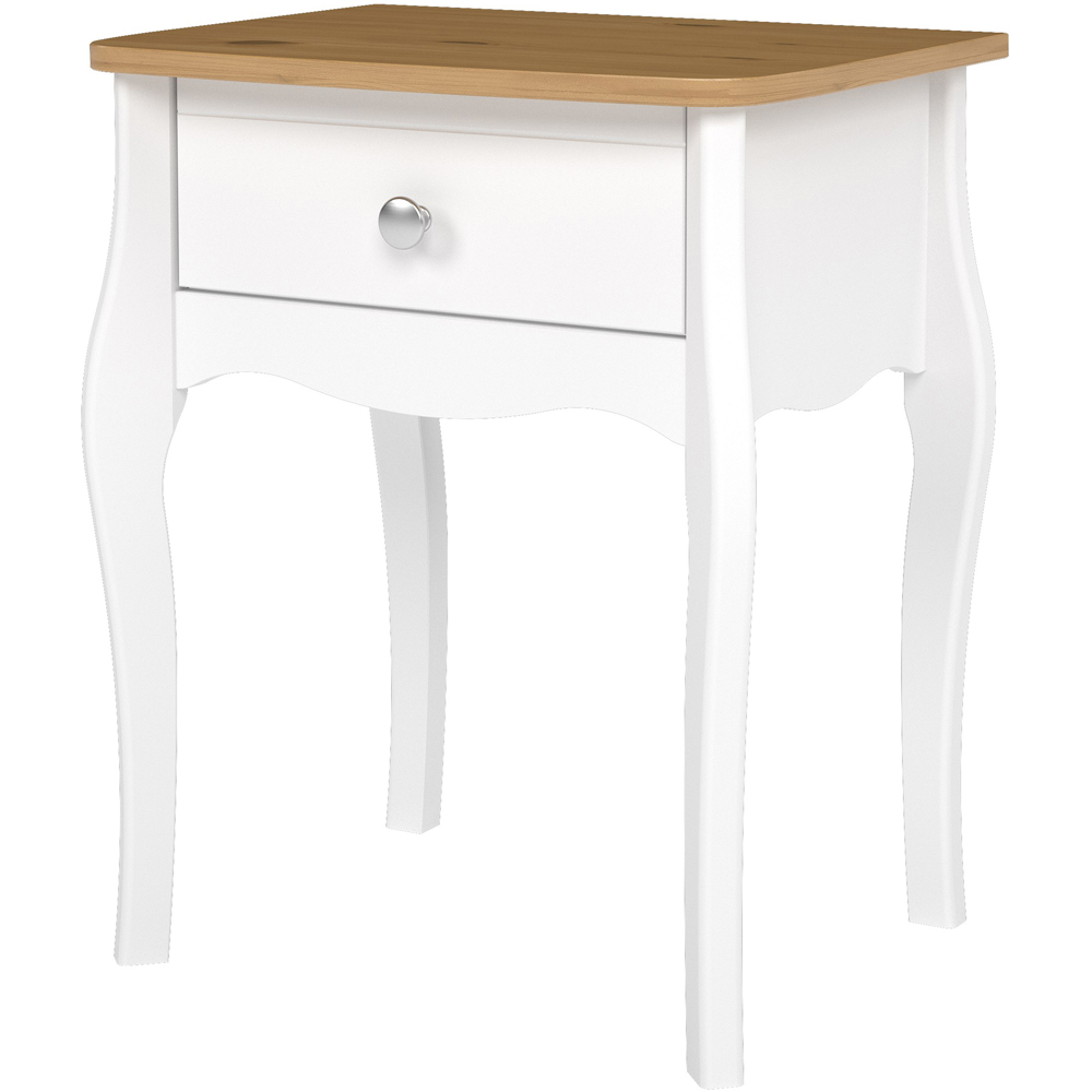 Florence Baroque Single Drawer White Coffee Lacquer Bedside Table Image 3