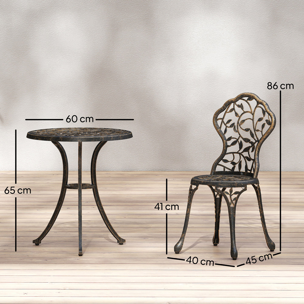 Outsunny 2 Seater Brown Aluminium Garden Bistro Set Image 8