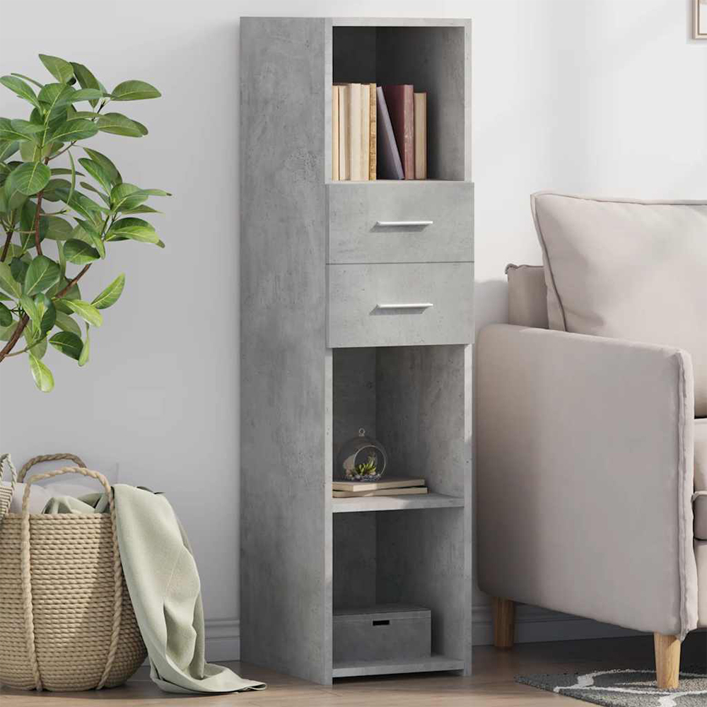 vidaXL 2 Drawer 3 Shelf Concrete Grey Highboard Image 1