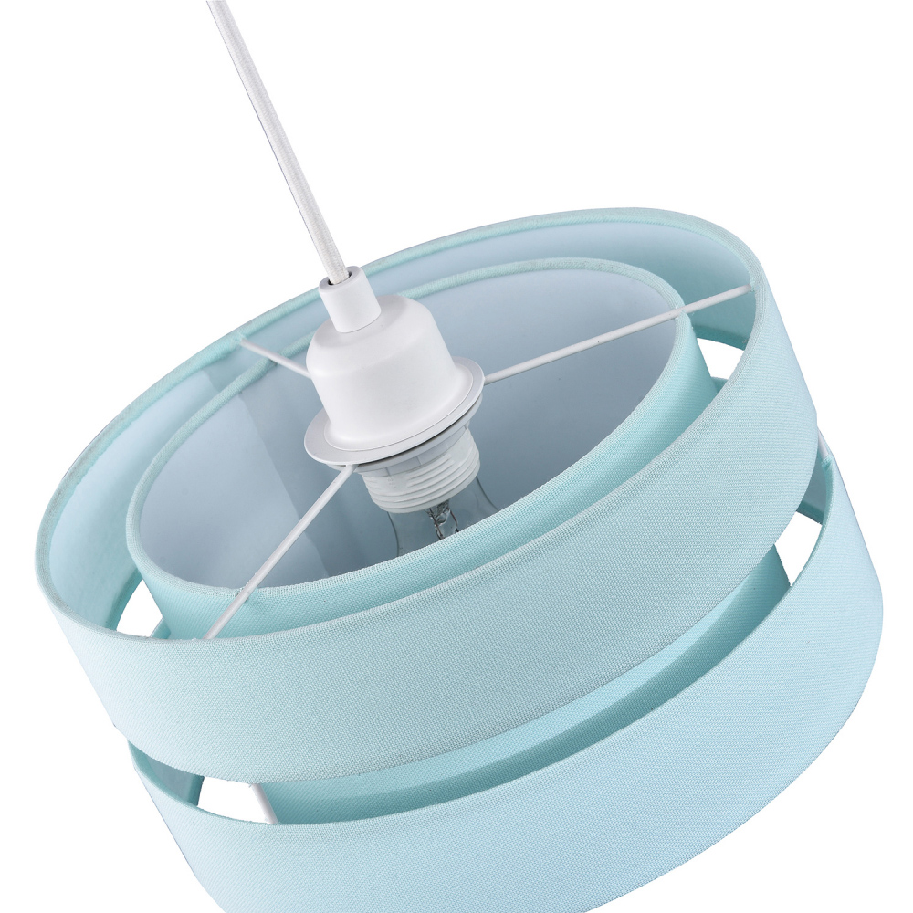 Happy Homewares 3 Tier Duck Egg Linen Fabric Pendant Shade Image 3