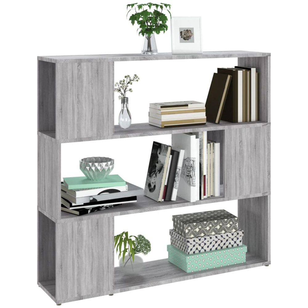 vidaXL 3 Shelf Grey Sonoma Oak Bookcase Image 4