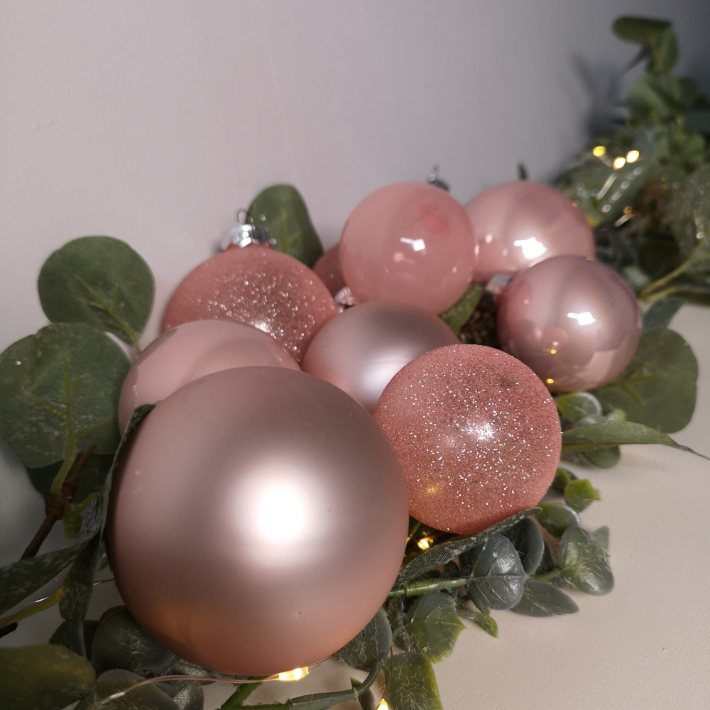 Samuel Alexander Decoris Luxury Blush Pink Glass Christmas Baubles 42 Pack Image 5