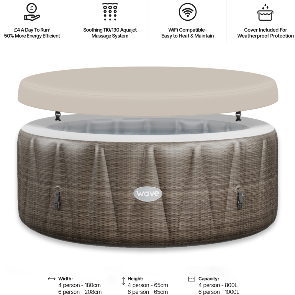 Wave Atlantic 6 Person Brown Rattan Inflatable Hot Tub 65 x 208cm Image 5