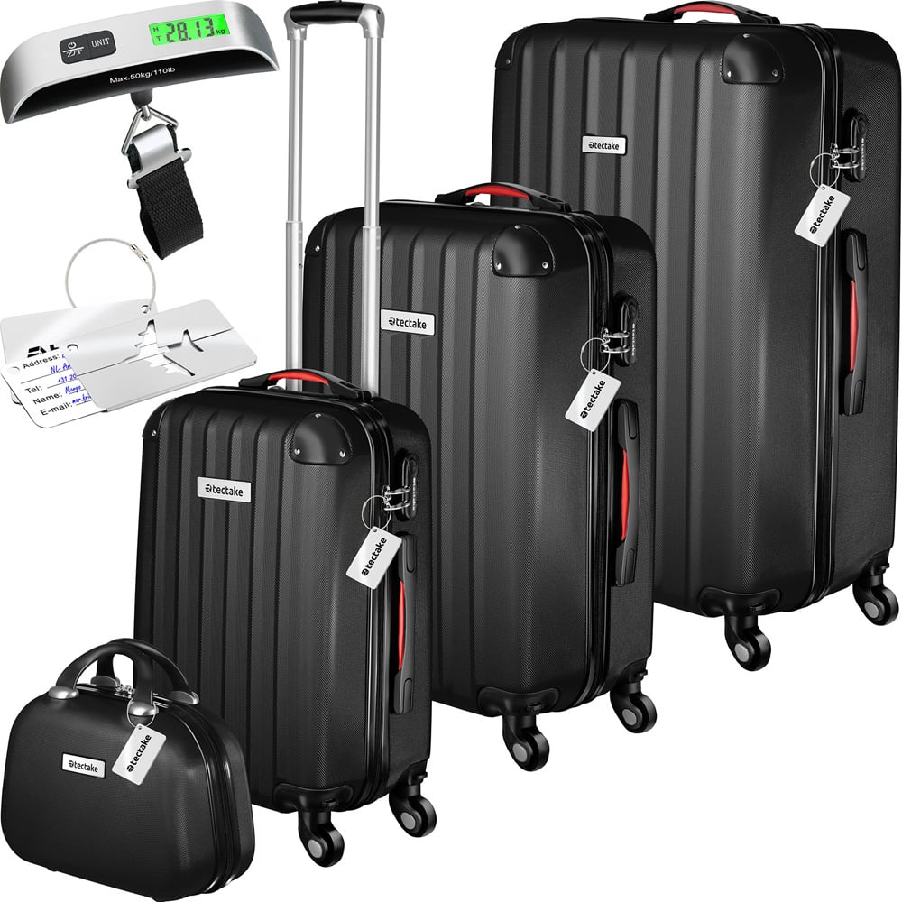 Tectake Cleo Set of 4 Black Hard Shell Travel Suitcase Set Image 1