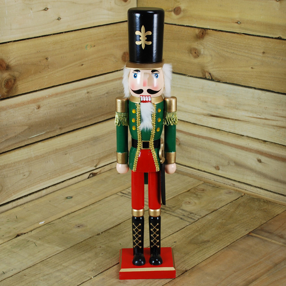 Samuel Alexander Wooden Nutcracker Soldier Decoration with Green Jacket Image 2