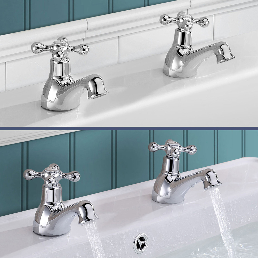 Nes Home Victorian Traditional Chrome Bath Filler with Basin Tap Set Image 2