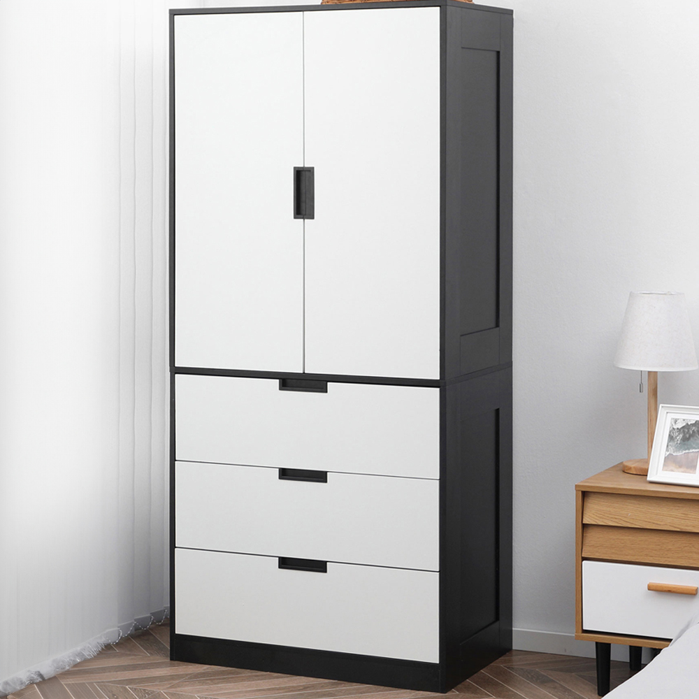 Portland 2 Door 3 Drawer White Wardrobe Image 1