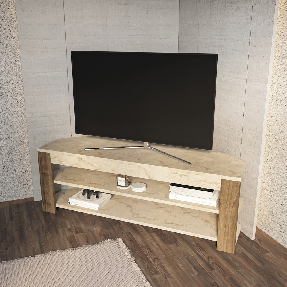 Decorotika Rita 2 Shelf Traverter Walnut Corner TV Stand for 43 inch TV Image 5