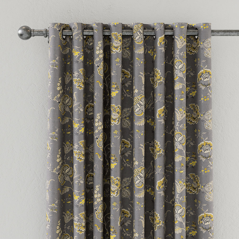 V&A Palampore Trail Grey Lined Blackout Pencil Pleat Curtains 229 x 137cm Image 2