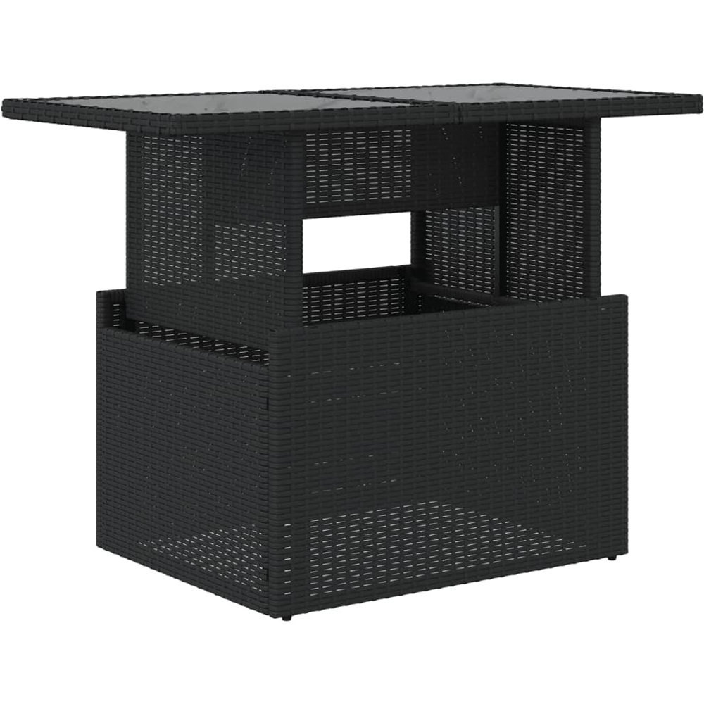 Walplus 2 Seater Black Poly Rattan Liftable Glass Top Convertible Garden Dining Table Image 2