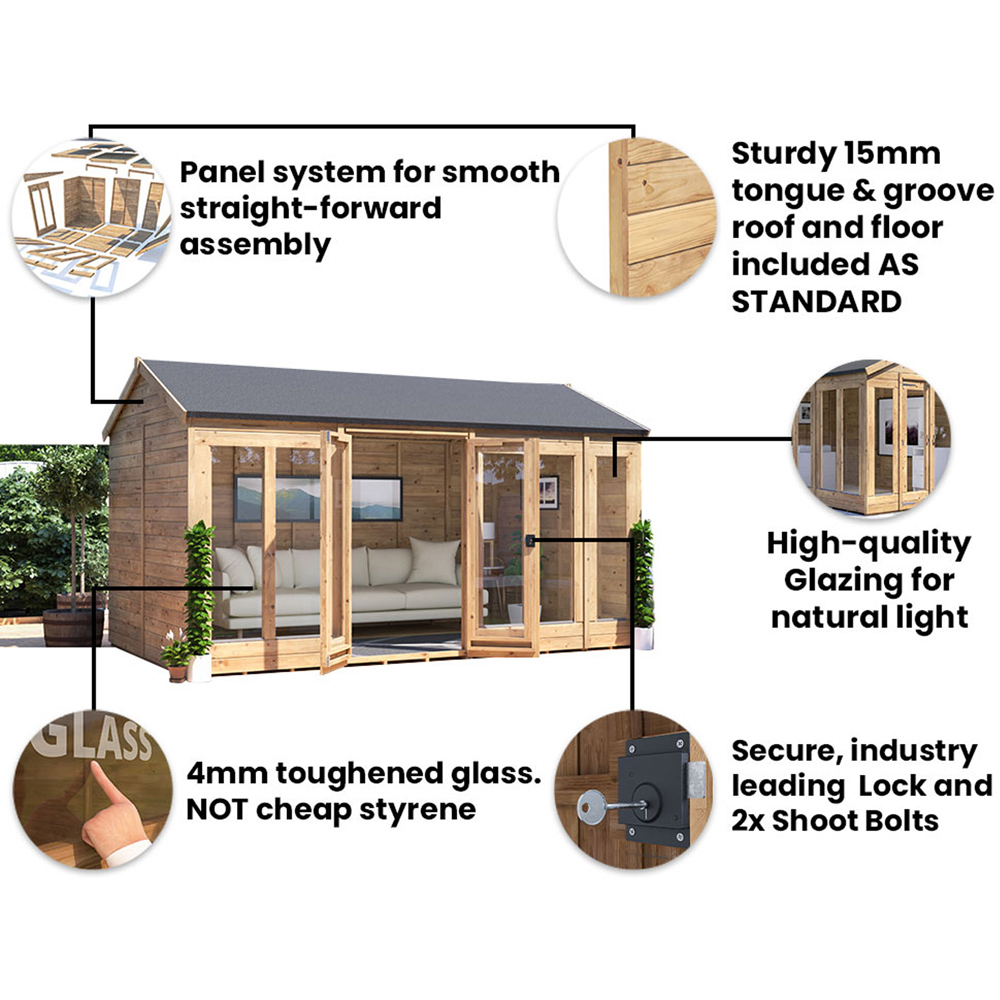 Dunster House RagePanda 14 x 8ft Brown Reverse Superfelt Apex Summerhouse Image 6
