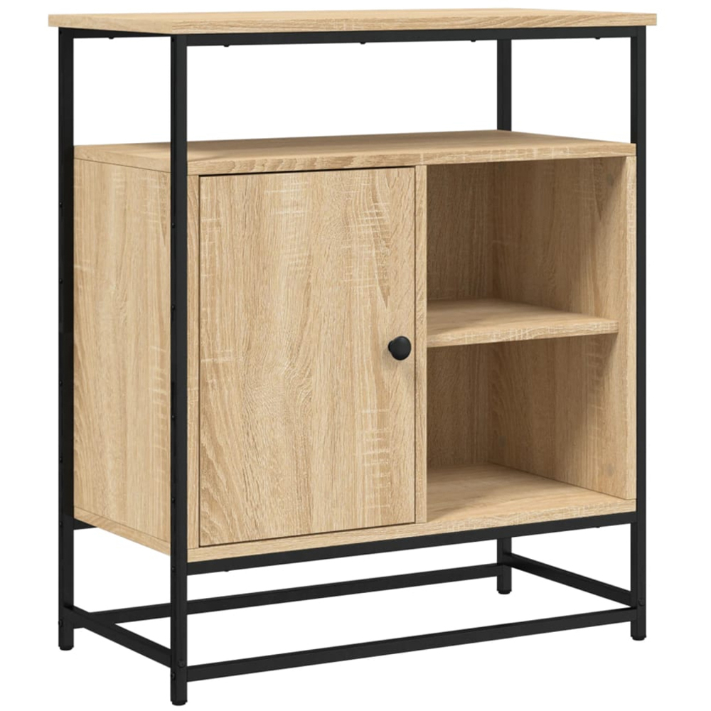 vidaXL Single Door 3 Shelf Sonoma Oak Sideboard Image 2
