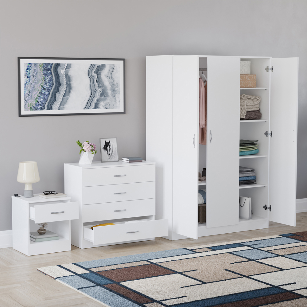 VIDA DESIGNS Riano White 3 Piece Bedroom Furniture Set Image 5