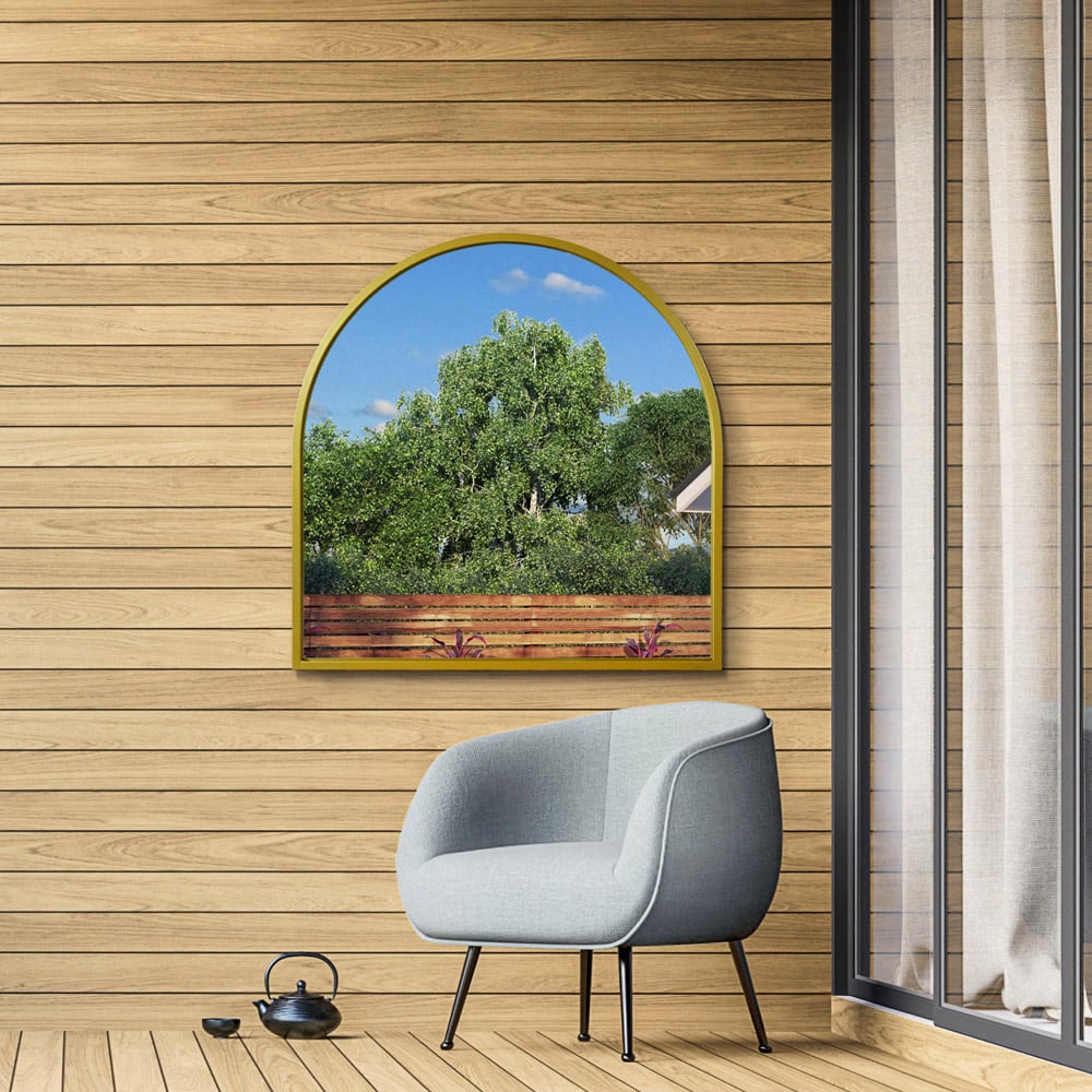 MirrorOutlet The Arcus Gold Framed Arched Leaner and Wall Garden Mirror 100 x 100cm Image 6