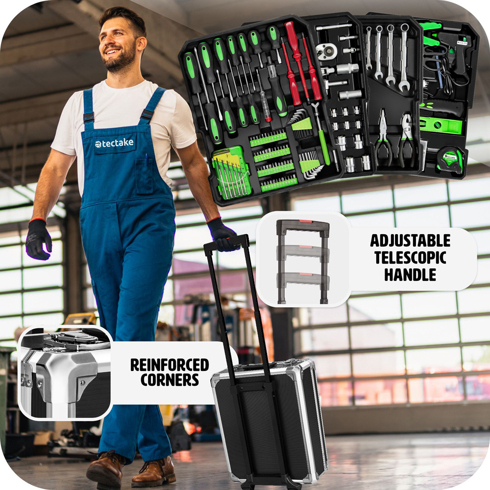 Tectake Black 1200 Piece Tool Box Set with Wheels Image 4