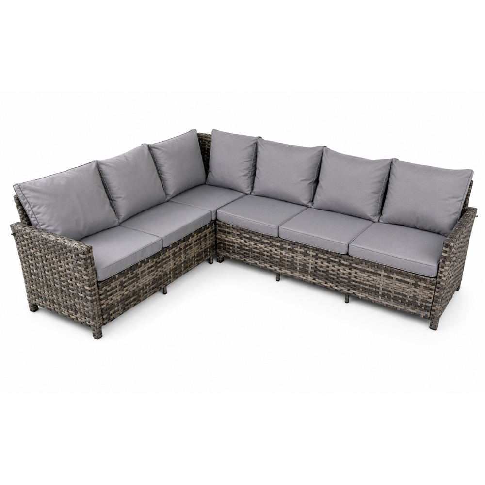 Outdoor Living The Maldives Rattan 9 Seater Gas Firepit Corner Dining Set Grey Image 5