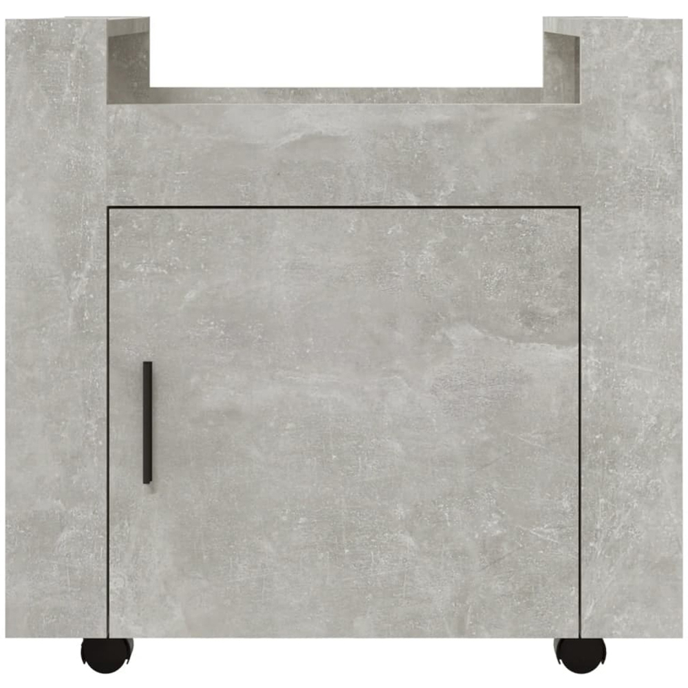 vidaXL Single Door Single Shelf Concrete Grey Wooden Desk Trolley Image 6