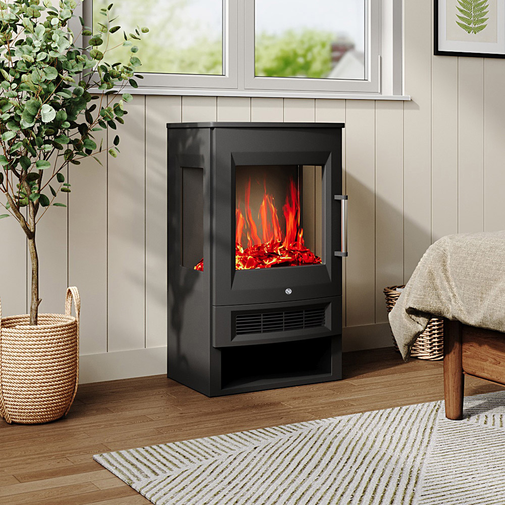 Living and Home Black Freestanding Electric Fireplace Heater 1800W 17 inch Image 7