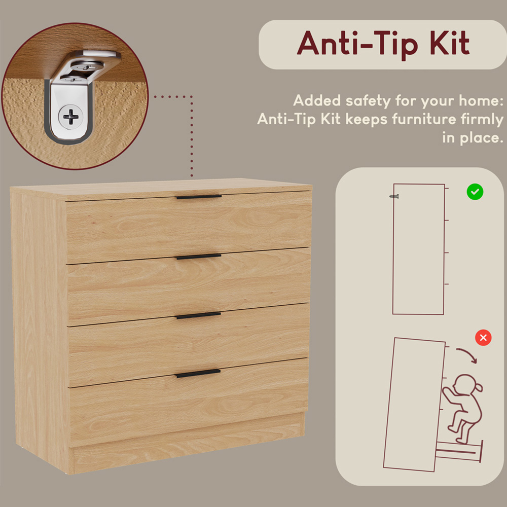 VIDA DESIGNS Trega 4 Drawer Pine Bedside Cabinet Image 7