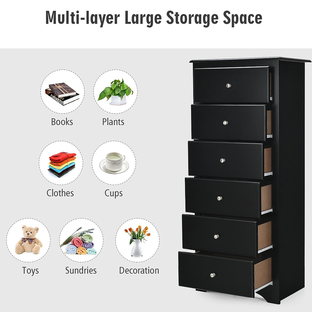 Costway 6 Drawer Black Storage Cabinet Image 7