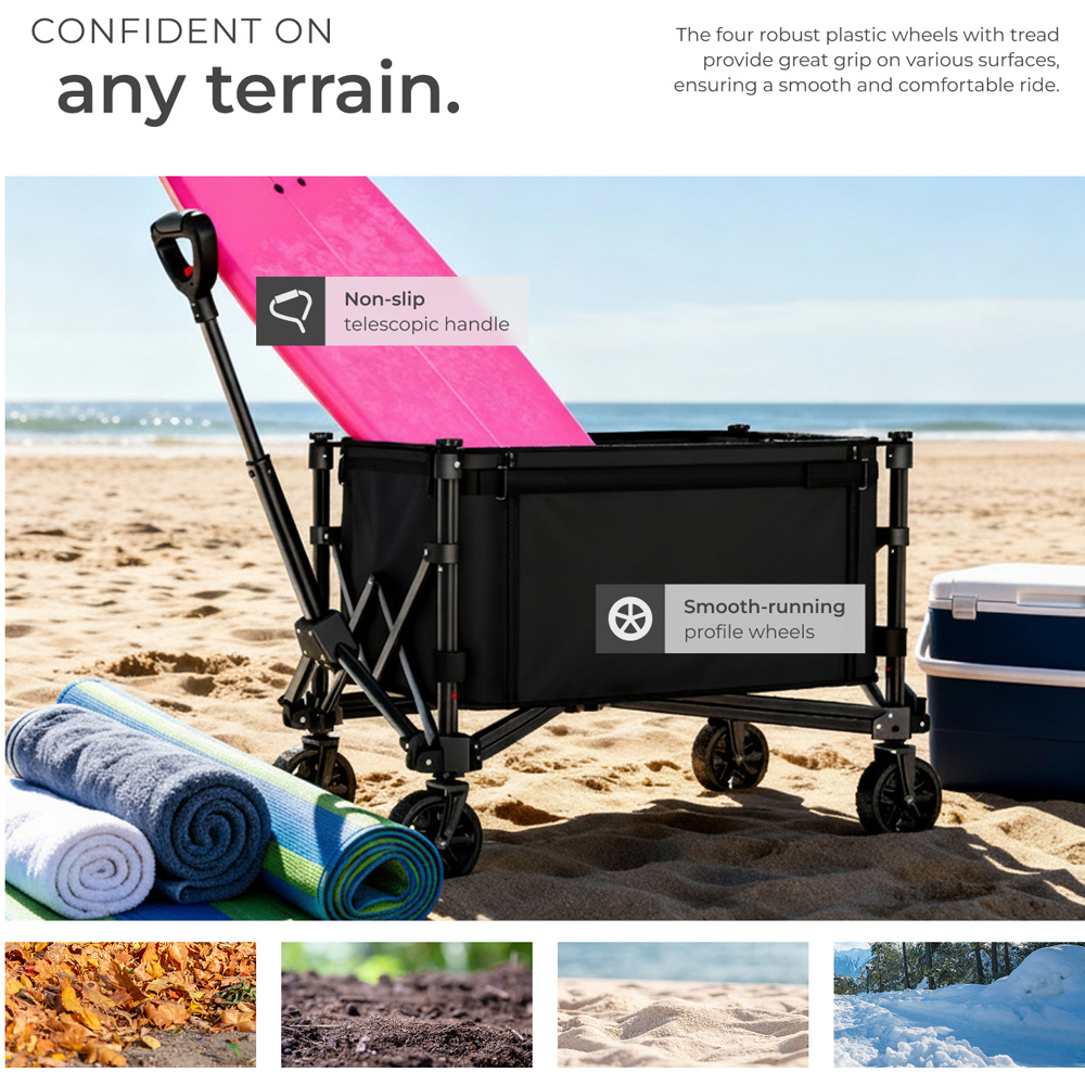 tectake SmartRider 120L Black Folding Trolley with Telescopic Handle Image 6