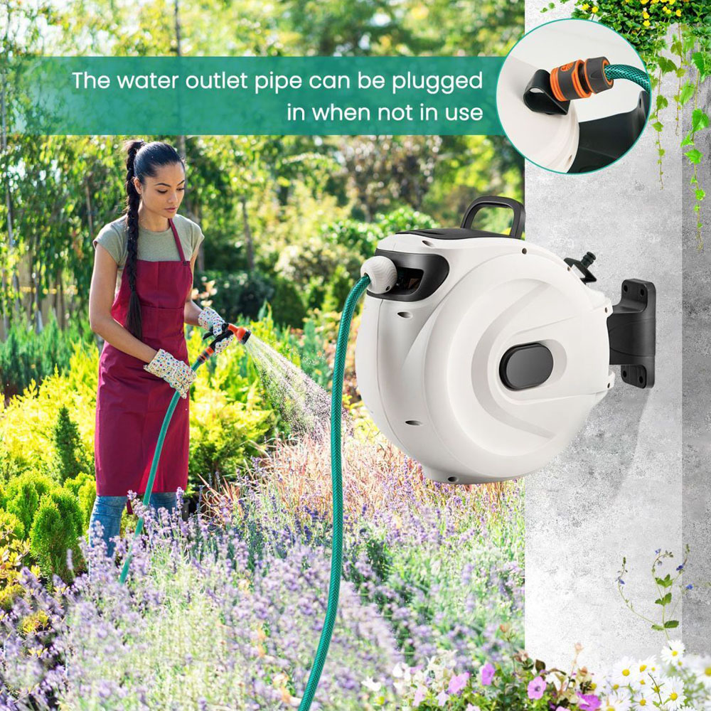 Costway 15m Wall Mounted Retractable Hose Reel Image 4