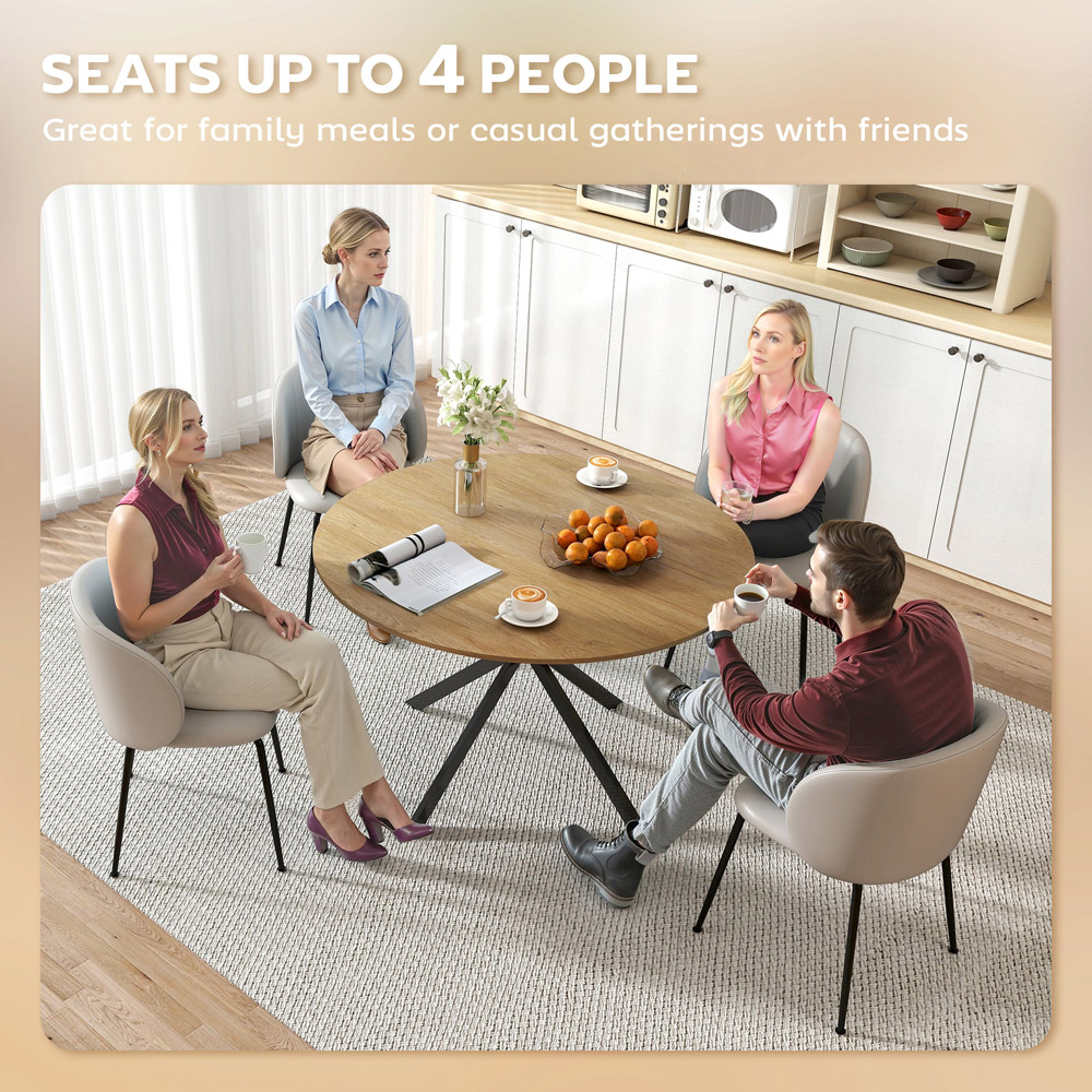 Portland 4 Seater Industrial Dining Table Black and Woodgrain Effect Image 7