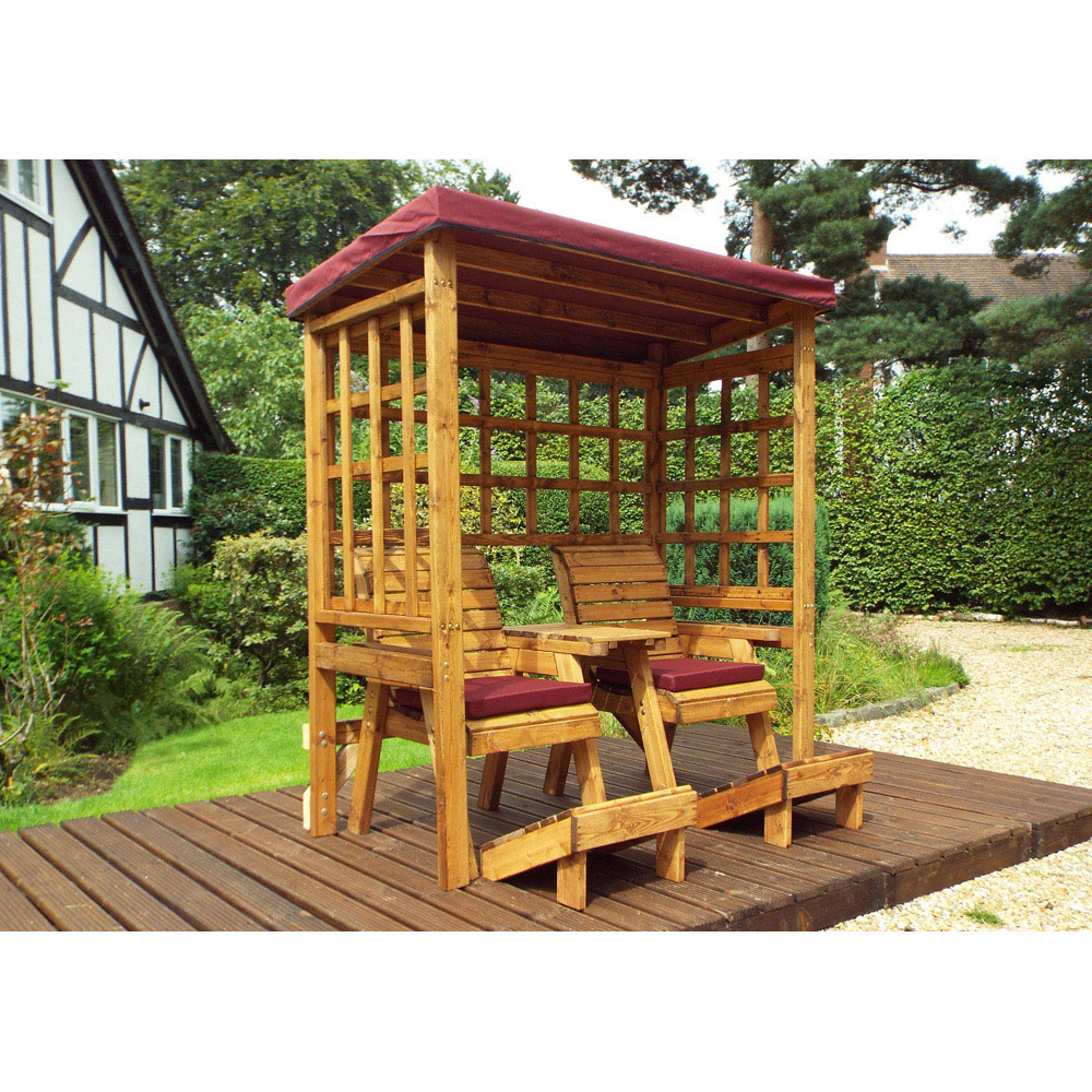 Charles Taylor Henley 2 Seater Arbour with Burgundy Roof Cover Image 3