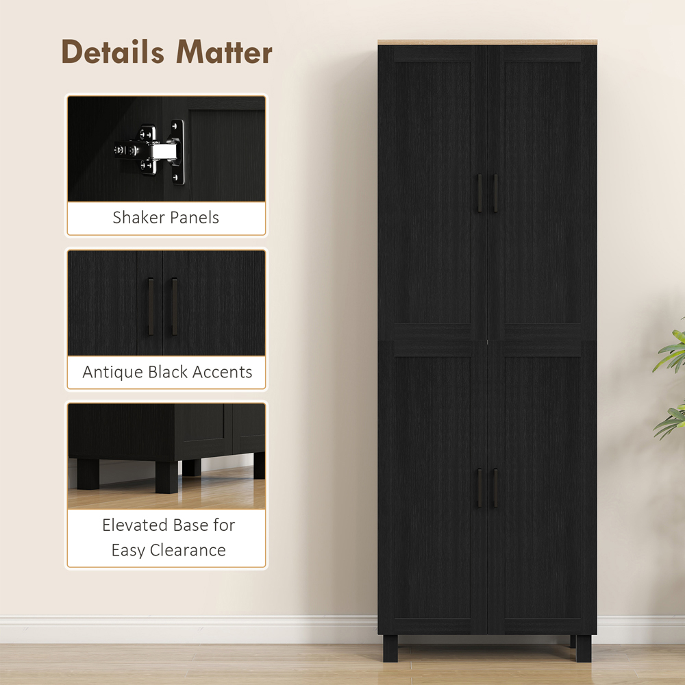 HOMCOM 4 Door Black Kitchen Storage Cabinet Image 7