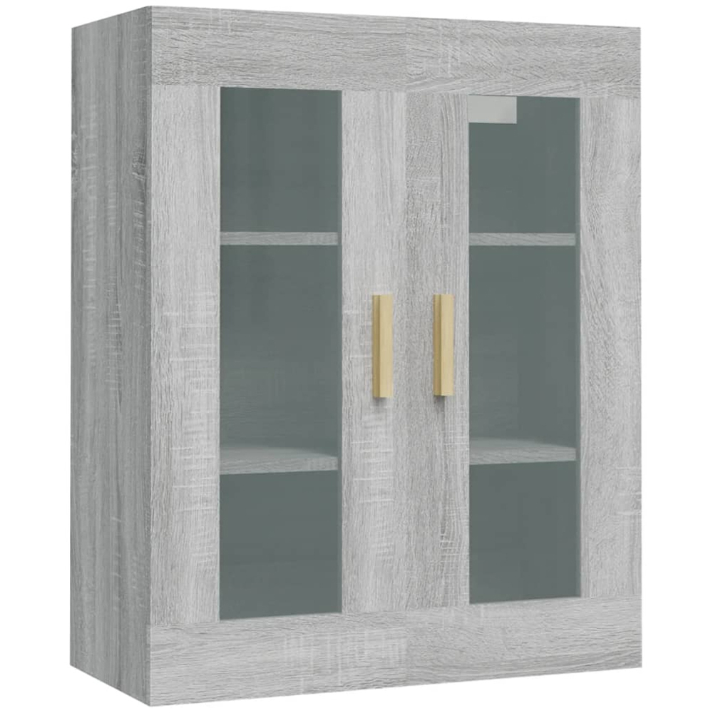 vidaXL 2 Glass Door Grey Sonoma Hanging Wall Cabinet Image 2