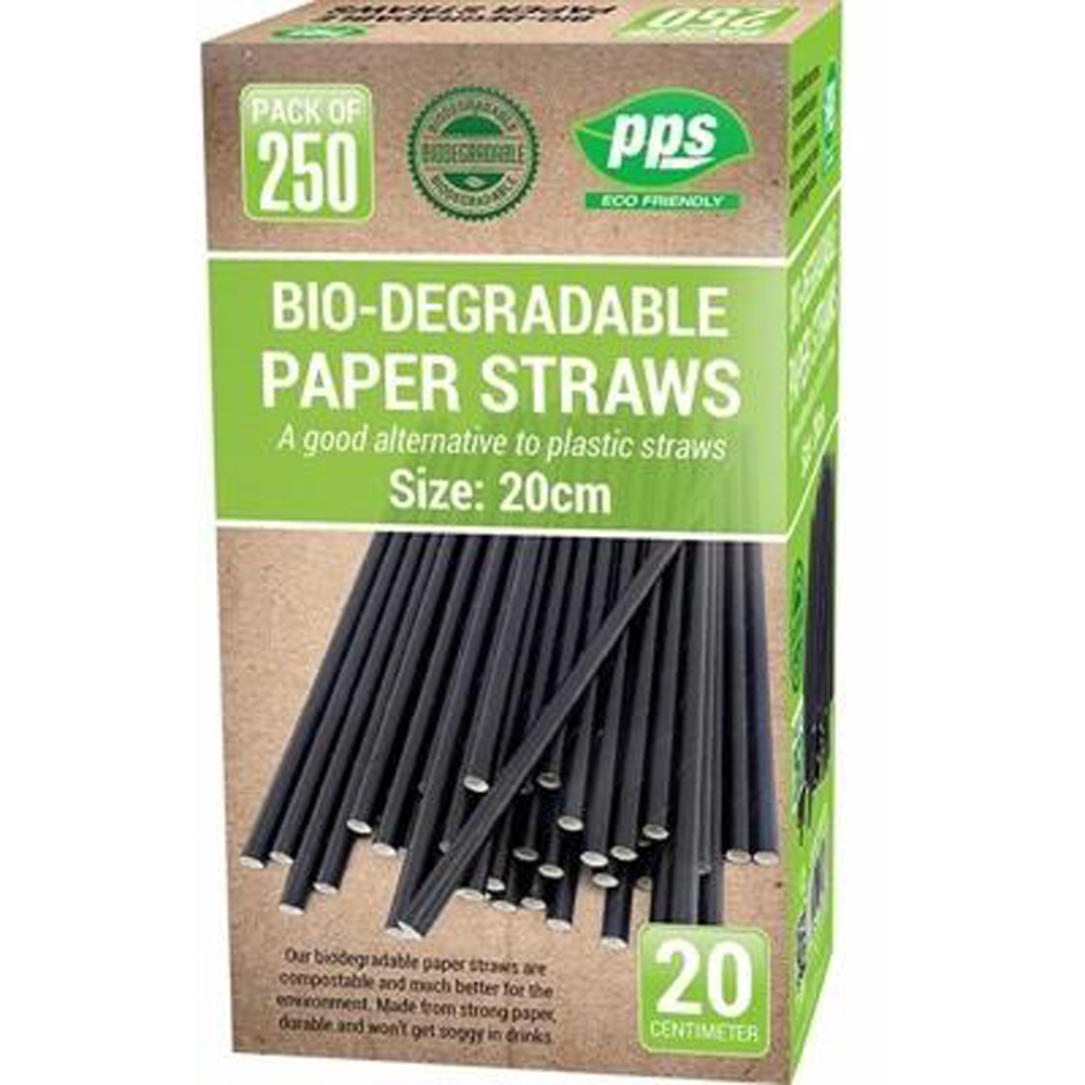 Dyzi Black Paper Biodegradable Drinking Straw 250 Pack Image 1