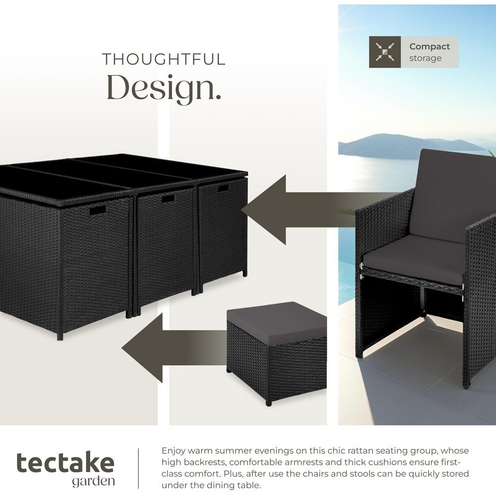 tectake New York 10 Seater Garden Dining Table Set Black Image 4