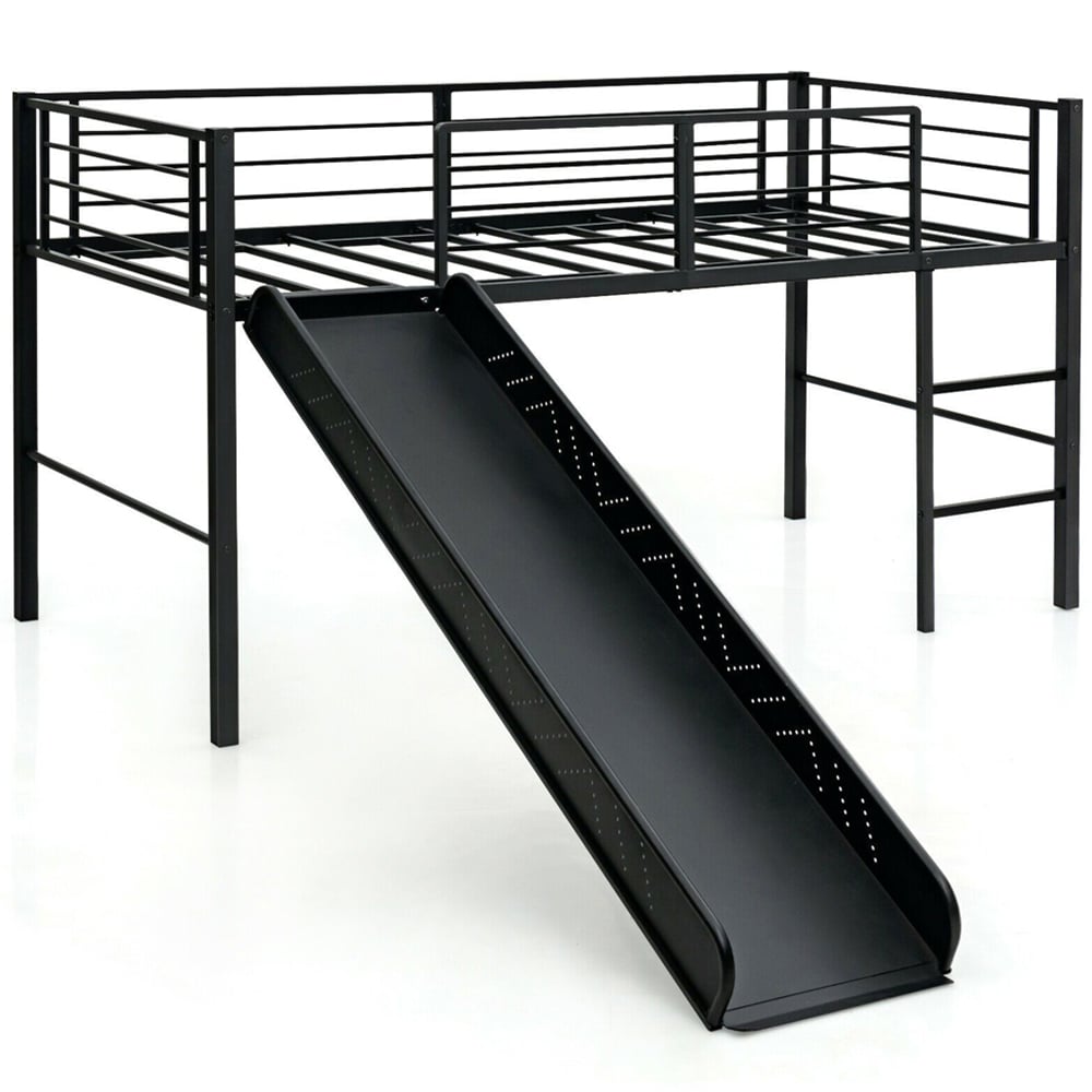 Costway Black Kids Loft Bed with Slide Image 2