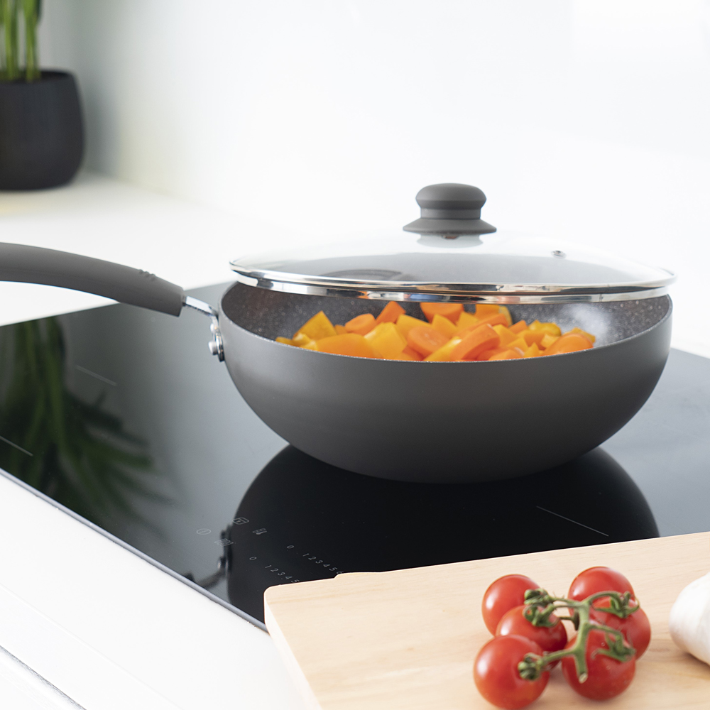 Durastone 28cm Non Stick Aluminium Wok with Lid Image 4