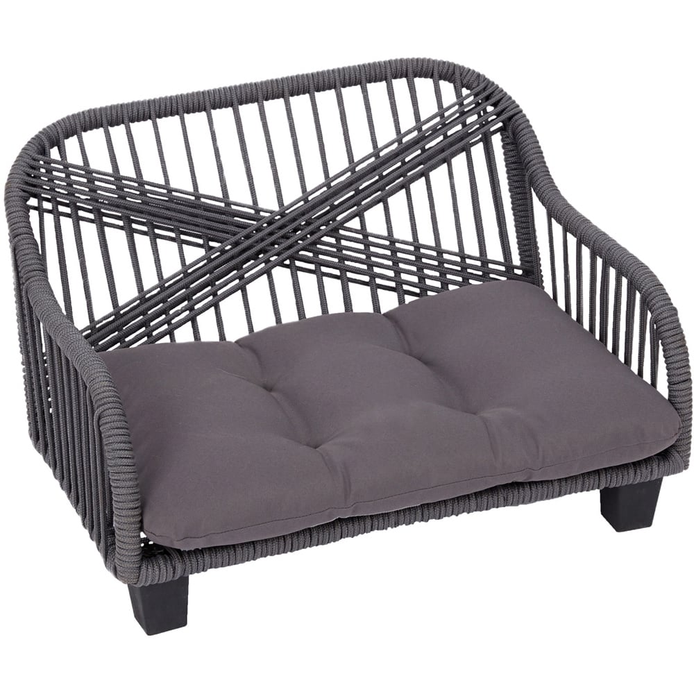 Teamson Pets Rope Woven Water Resistant Pet Bed Settee with Cushion Image 1
