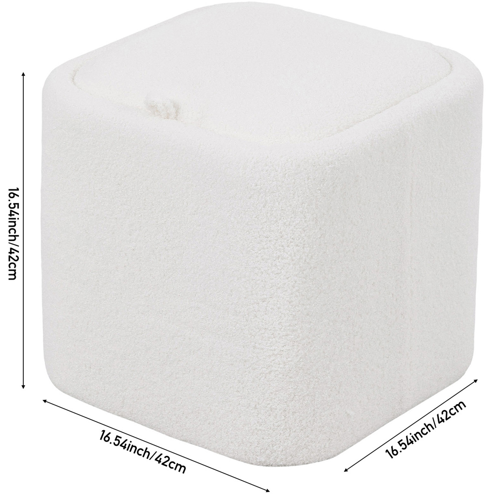 Living and Home White Teddy Fleece Cube Storage Ottoman with Reversible Lid Image 9