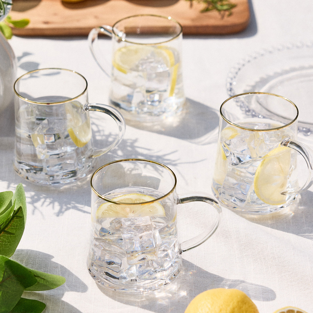 Dibor Gold Rimmed Glass Mug Set 4 Pack Image 2