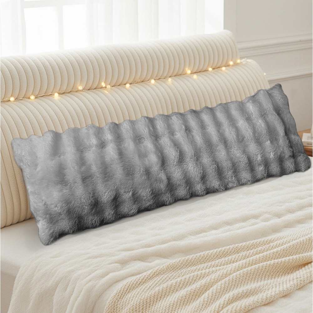 Sweet Dreams Alpine Silver Faux Fur Bolster Pillow 137 x 40cm Image 2