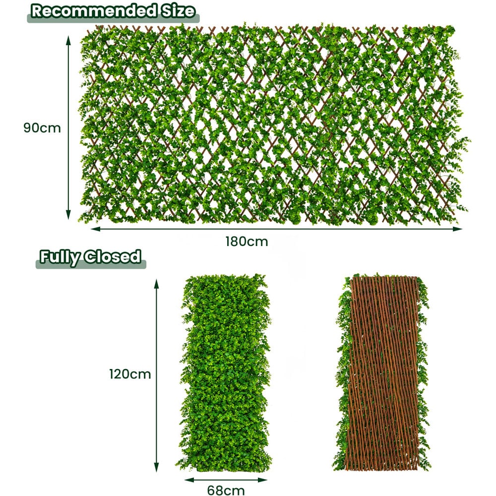 Costway Green 2.9 x 5.9ft Decorative Fence Panel with Real Willow Frame Image 9